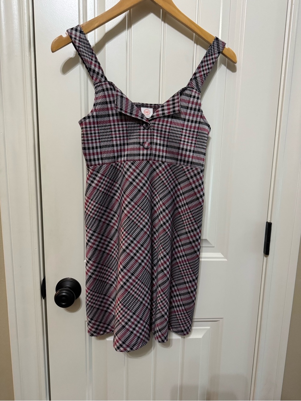 Wonder Nation Girls Plaid Jumper Dress Size L 10-12 Pink Black White